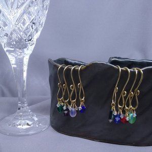 NWOT Wine Charms of 14k Gold Filled, Round Wire, Hammered, Handmade - set of 8